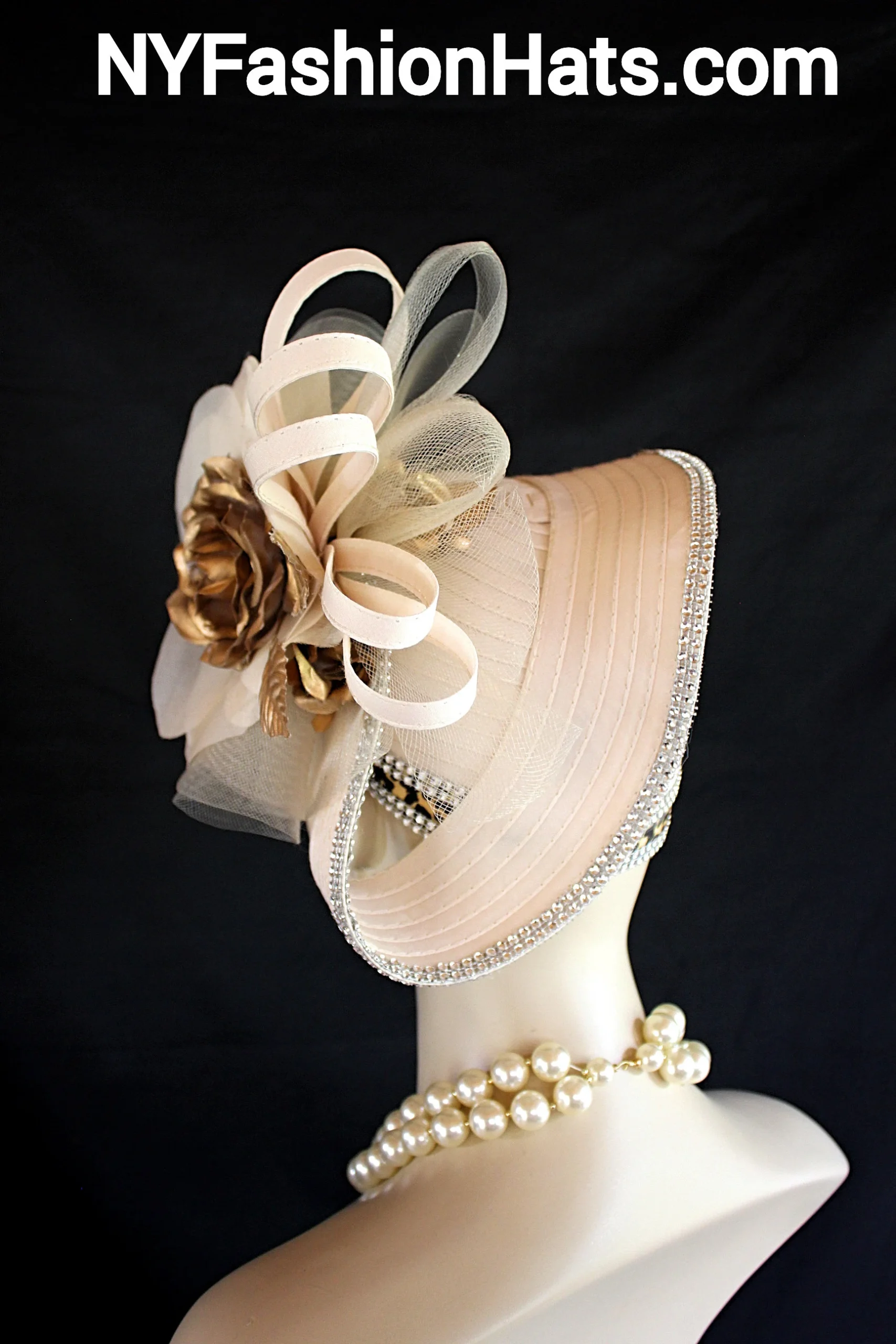 Beige Metallic Gold Copper Satin Formal Hat, Animal Print Hats Women, Haute Couture Designer Hats Women, Avant Garde Hat, Luxury Satin Hats, Church Hats, Hats For Wedding Guests, Mother Of The Bride Hat, Bridal Headpiece, NY Fashion Hats