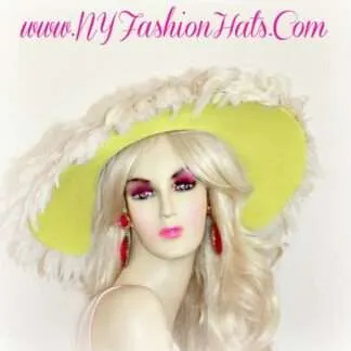 Ladies Yellow Wedding Brides Formal Hat Designer Church Hats Br490