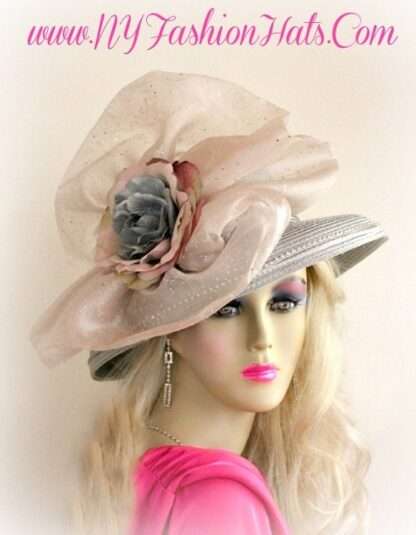 Kentucky Derby Hats, Silver Grey Formal Wedding Dress Hat, Hats For Horse Races, CoutureDesignerHats, NYFashionHats, Custom Millinery, Sofia