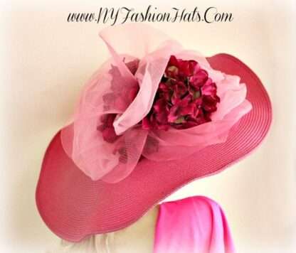 Kentucky Derby Hat, Designer Hats For Horse Races, Big Wide Brim Hat, Pink Formal Dres Hat, NYFashionHats Millinery, Belmont Stakes Hat, Liz - Image 2