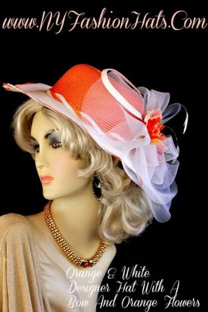 Ladies Orange White Yellow Kentucky Derby Hat Ny Fashion Hats Ht34