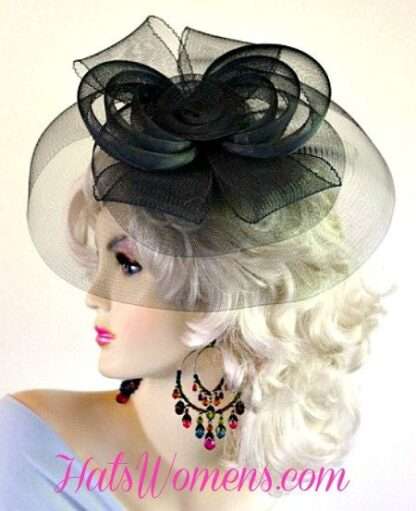 Kentucky Derby Hat, Hats For Horse Races, Pink Fascinator For Wedding, Black White Fascinator, Bridal Cocktail Hat, Hats For Brides, Ellen - Image 3