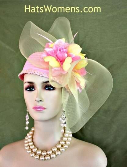 Hat For Women Pink Yellow Cocktail Pillbox Runway Wedding Church Dress Formal A12