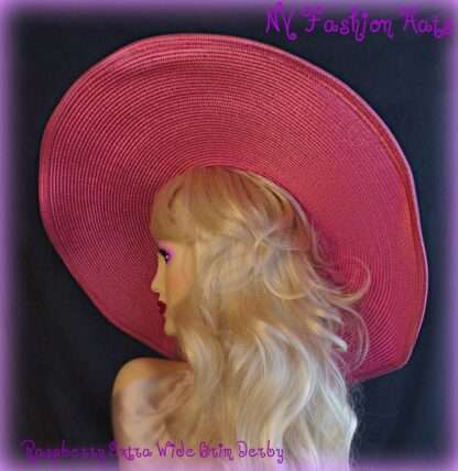 Ladies Violet Raspberry Pink Wide Brim Special Occasion Designer Hat Weddings L774 - Image 2