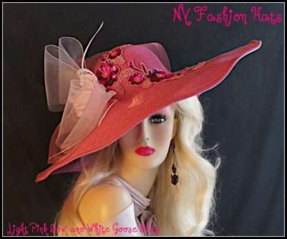 Ladies Violet Raspberry Pink Wide Brim Special Occasion Designer Hat Weddings L774