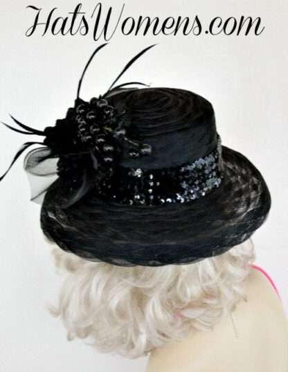 Kentucky Derby Hat, Black Formal Church Hat, Hats For Horse Races, Hats For Weddings Dress Occasion, NYFashionHats, CoutureDesignerHats, P20 - Image 2