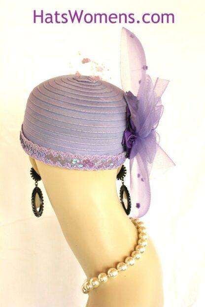 Couture Statement Satin Pillbox Cocktail Hat For Women Lavender Grape Purple Kentucky Derby Hats A9h - Image 4