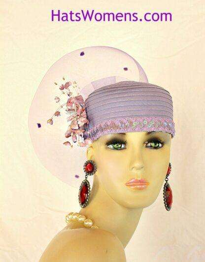 Couture Statement Satin Pillbox Cocktail Hat For Women Lavender Grape Purple Kentucky Derby Hats A9h - Image 2