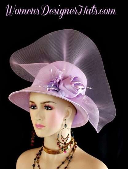 Lilac Purple Lavender Church Wedding Dress Hat Women's Formal Hats Br721