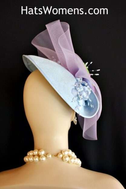 Women's Baby Blue Lavender Lime Hatinator Wedding Fascinator Hat Spring Races, One Of A Kind - Image 3