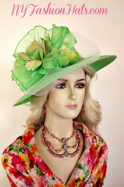 Kentucky Derby Hat, Lime Green Designer Women's Hat, Ny Fashion Hats