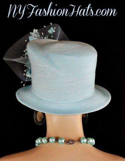 Women's Baby Blue Shaped Designer Couture Dress Wedding Hat T44b - Image 2