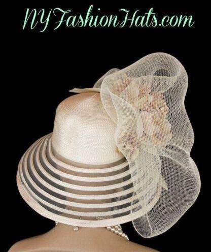 Ivory Beige Wedding Bridal Church Hat Women's Designer Fashion Hats 3m9q - Image 2