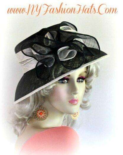 Black And Ivory Fashion Hat Designer Dressy Formal Ladies Hats 3by