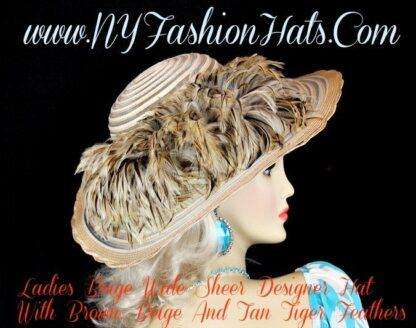 Beige Tan Brown Ivory Designer Kentucky Derby Hat U90 Ny Fashion Hats