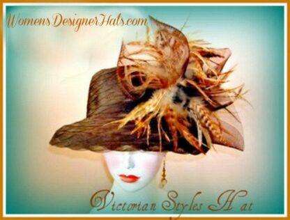 Women's Brown Tiger Feather Dress Fashion Designer Hat 333v