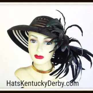 Motf Premium Black Statement Dramatic Feathered Sheer Designer Hat, Royal Ascot, Melbourne Cup, Horse Racing Races, Wedding Church, Stasia