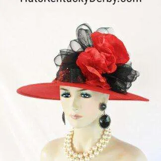 Couture Red Black Winter Designer Hat For Women, Luxury Fashion Hats Motf Premium, Church Wedding Dress Temple Millinery, NYFashionHats Sara