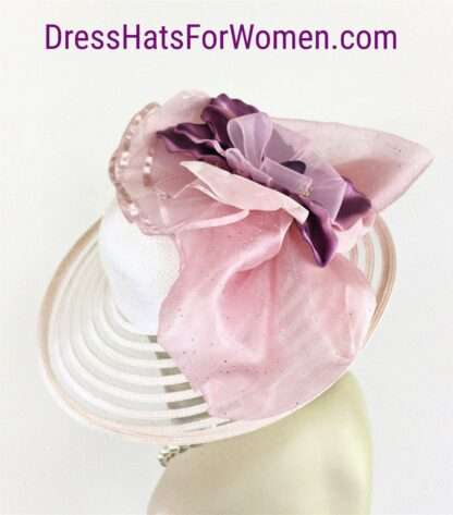 Women's Luxury Couture Premium Statement Wedding Hat, Hats For Horse Races, Cream Beige Ivory White Pink Purple Lavender Millinery Hat Alena - Image 3