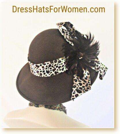 Couture Designer Brown Winter Wool Leopard Cheetah Print Hat, Dress Church Wedding Millinery Hats, Nyfashionhats.com, 6802 - Image 2