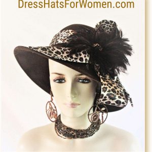 Couture Designer Brown Winter Wool Leopard Cheetah Print Hat, Dress Church Wedding Millinery Hats, Nyfashionhats.com, 6802