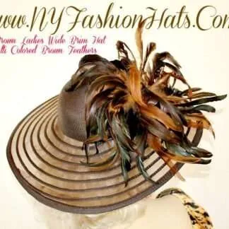 Brown Kentucky Derby Hat With Feathers, Dress Hats, Ny Fashion Hats