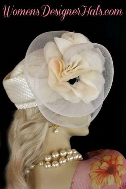 Hats Ivory Emerald Pillbox Wedding Bridal Hat Women's Designer Formal Church Hats