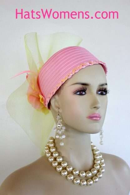 Hat For Women Pink Yellow Cocktail Pillbox Runway Wedding Church Dress Formal A12 - Image 3