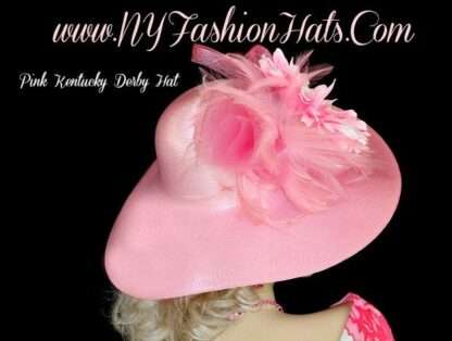 Pink Wide Brim Dress Formal Kentucky Derby Church Hat Ny Fashion Hats - Image 2