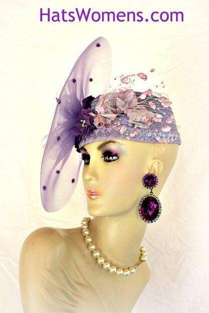 Couture Statement Satin Pillbox Cocktail Hat For Women Lavender Grape Purple Kentucky Derby Hats A9h