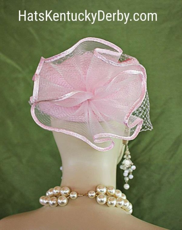 Kentucky Derby Hat, Hats For Horse Races, Pink Pillbox Wedding Bridal Hat, Cocktail Hat Fascinator, Dress Hats With Veils, NYFashionHats, L2 - Image 3
