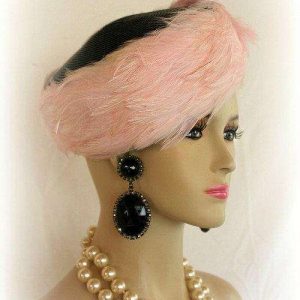 Hat Black Soft Pink Feathered Pillbox For Women, Wedding Dress Church Formal Hats Cocktail Ygv
