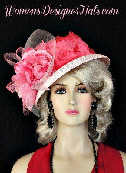 Hot Pink Fashion Dress Kentucky Derby Hat, Women's Designer Hats W998