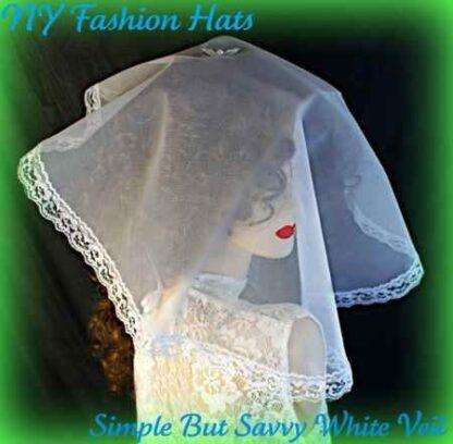 White Bridal Wedding Veil For Women. Black Funeral Veil, Catholic Veils For Church Mass, Brides Short Veil White, Hair Accessory Comb, Ida - Image 2