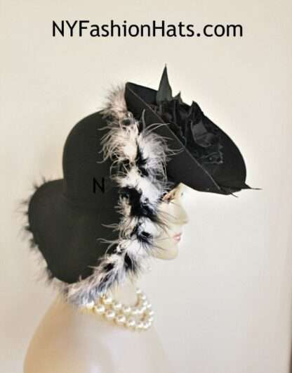 Women's Black White Haute Couture Zebra Winter Wool Hat, NYFashionHats - Image 5