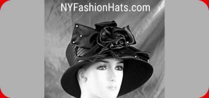 Women's Couture Black And White Satin Hat, Formal Designer Wedding Hat, Dress Hats For Sabbath, Church Hats, NYFashionHats Millinery, Pattie - Image 3