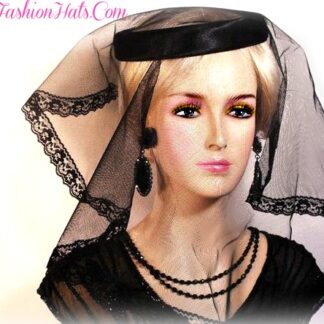 Black Funeral Mourning Veil, Lace Veil