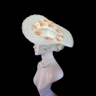 Formal Designer Sculptured Big Brim Pillbox Wedding Bridal Hat, Formal Church Dress Hats 333NK