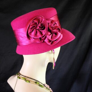 Hot Pink Winter Wool Dress Casual Urban Hat, Haute Couture Designer Wedding Hats, Hats For Sabbath, Church Hats, NY Fashion Hats Millinery