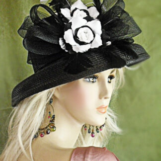 Women's Black And White Formal Couture Designer Hat, Hats For Wedding Church Sabbath Dress, Hats For Horse Races, NYFashionHats Apparel