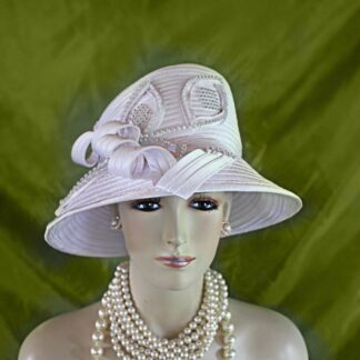 Women's Couture Satin White Slant Abstract Brim Hat, Formal Designer Wedding Bridal Hat, Church Sabbath Hats, NYFashionHats Millinery Klara