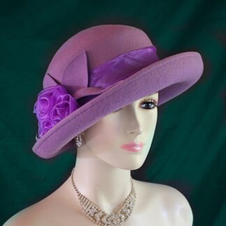 Soft Dusty Purple Wool Dress Casual Urban Hat, Couture Designer Hats, Hats For Sabbath, Church Hats, NY Fashion Hats Millinery, Irene