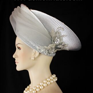 Metallic Silver Formal Wedding Bridal Pillbox Hat Women, Ladies Dress Hats, Church Hat, Holiday Sabbath Party Headpiece Hat, NYFashionHats,