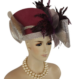 Haute Couture Designer Pillbox Hat NYFashionHats, Pink Metallic Silver Purple Dress Hat, Wedding Formal Fashion Church Hat, Avant Garde Hat