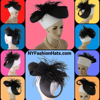 Avant Garde Pillbox Wedding Hat NYFashionHats Millinery, Haute Couture Formal Black White Dress Hat Women, Woman's Church Hat, Millinery HNK