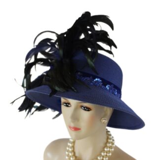 Royal Blue Haute Couture Designer Hat Women, Women's Formal Wedding Hat, Avant Garde Hats, NY Fashion Hats Millinery, Hats For Horse Races
