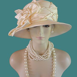 Women's Couture Ivory Champagne Beige Wedding Bridal Hat, Mother Of The Bride Hats, Sabbath Dress Hat, Church Hats, NYFashionHats Britney