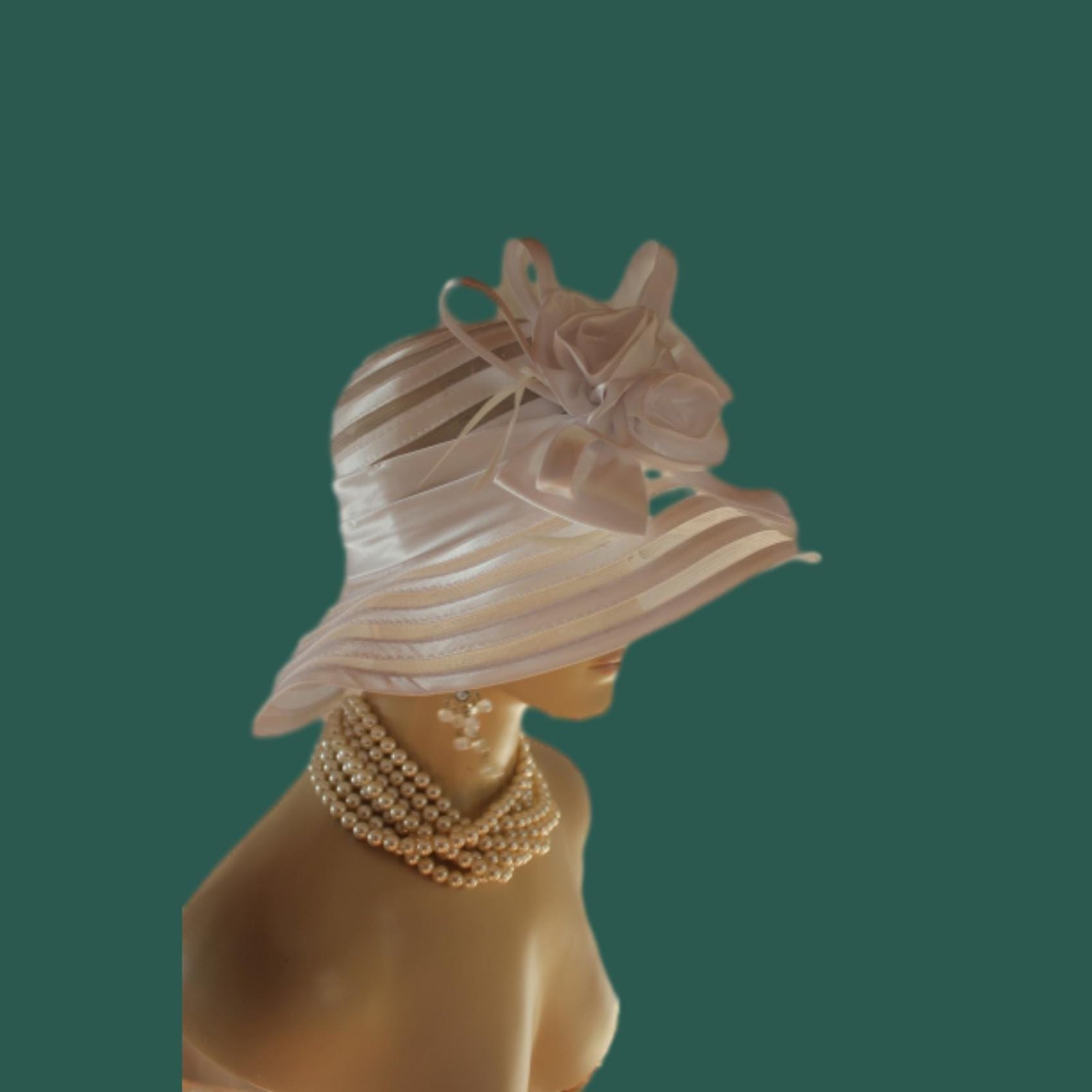 White Satin Haute Couture Big Brim Bridal Hat Women, Formal Dress Church Hat NY Fashion Hats , Ladies Designer Hats, Wedding Guest Hat Races - Image 6