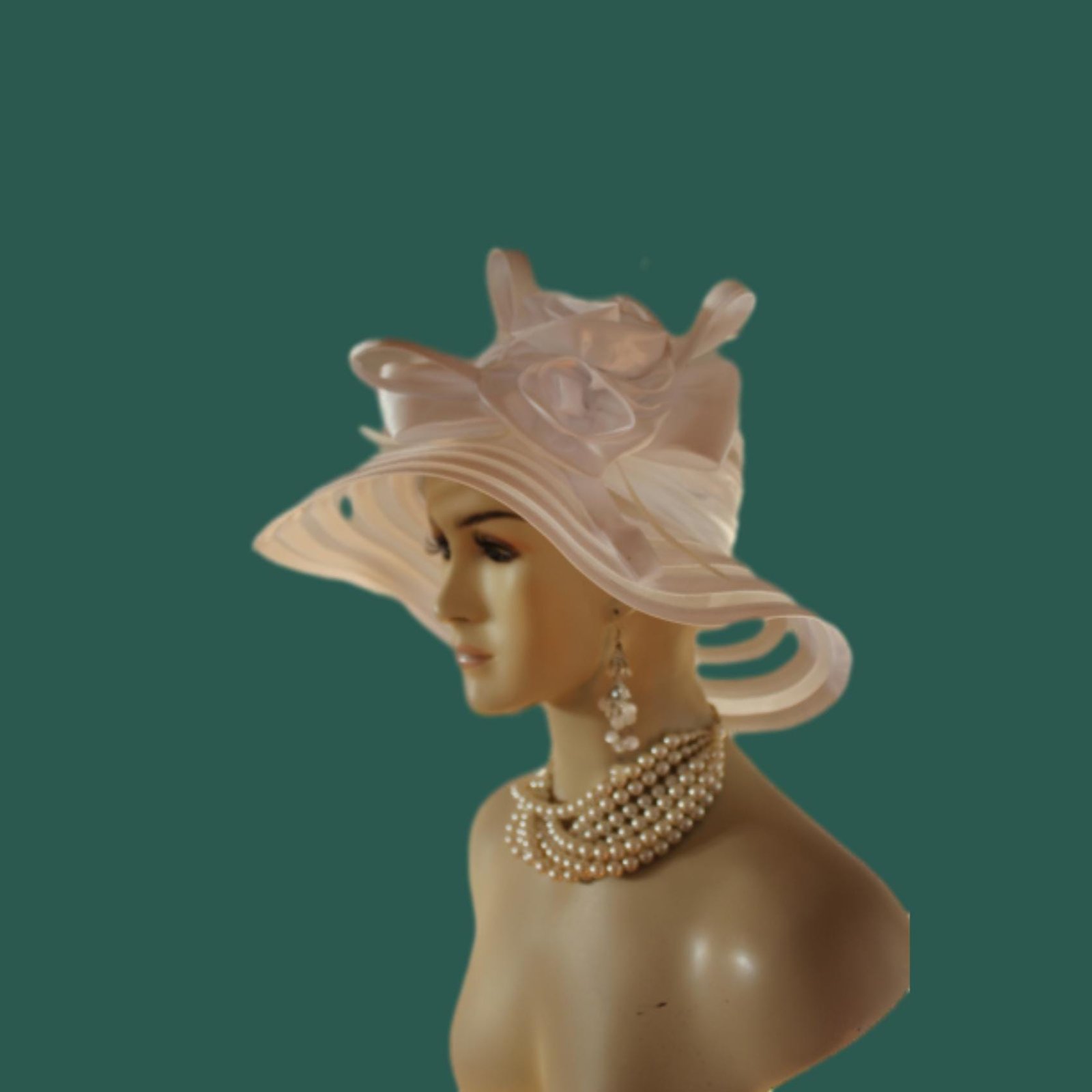 White Satin Haute Couture Big Brim Bridal Hat Women, Formal Dress Church Hat NY Fashion Hats , Ladies Designer Hats, Wedding Guest Hat Races - Image 10