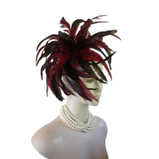 Women's Designer Burgundy Red Pillbox Haute Couture Hat For Weddings Occasion And Horse Races